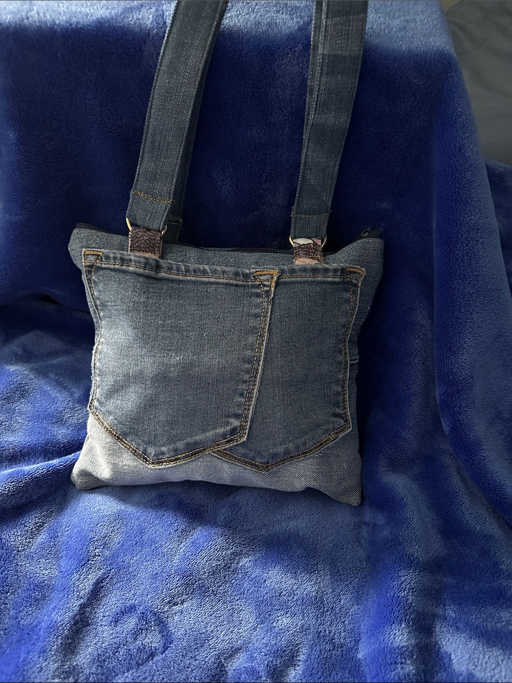 Blue Denim Pocket Tote Bag